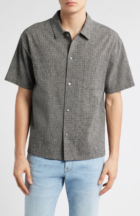 Textured Short Sleeve Button-Up Shirt