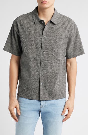 Frame Textured Short Sleeve Button-up Shirt In Multi