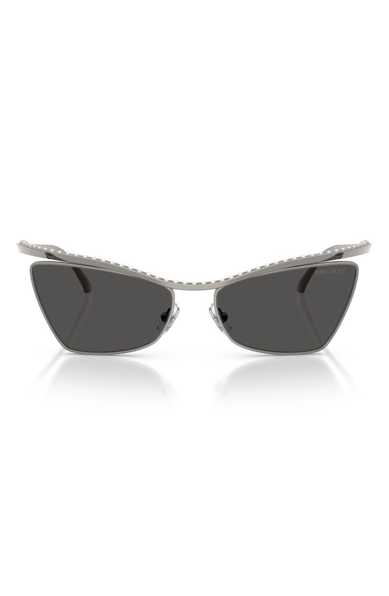 Jimmy Choo 56mm Cat Eye Sunglasses, Main, color, Gunmetal / Dark Grey