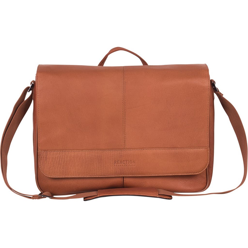 Kenneth Cole Colombian Leather Crossbody Laptop Case & Tablet Messenger Bag in Cognac at Nordstrom Rack