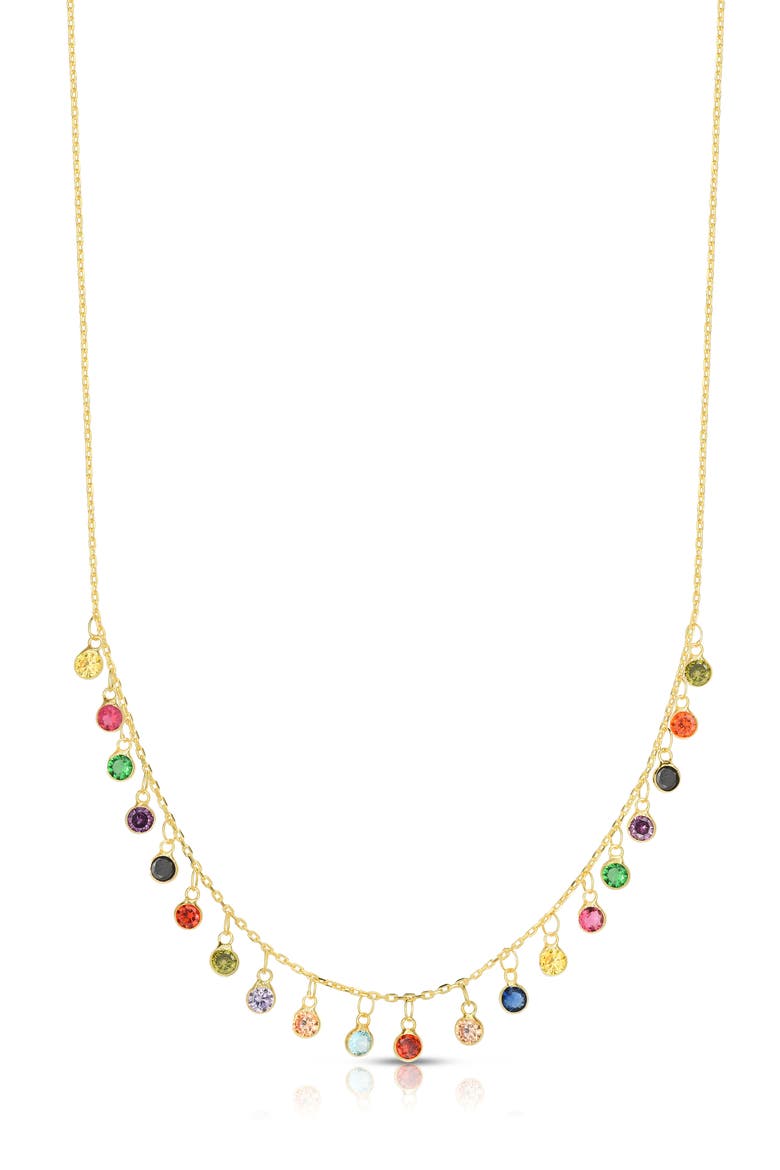 Cubic Zirconia Charm Frontal Necklace, Main, color, GOLD/RAINBOW