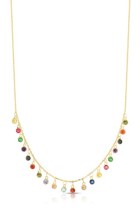 Cubic Zirconia Charm Frontal Necklace