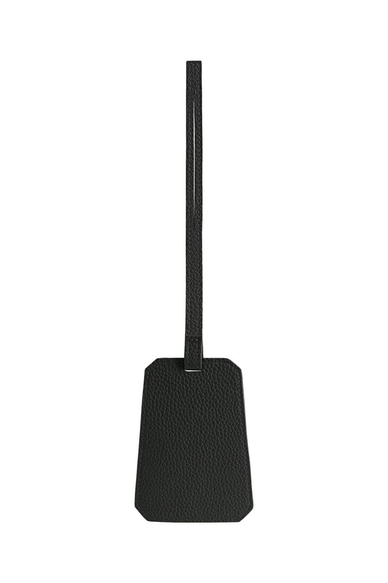 Leather Luggage Tag, Alternate, color, Black Caviar