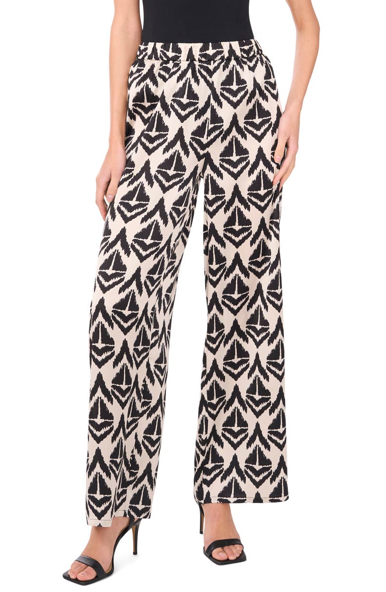 Halogen<sup>®</sup> Wide Leg Pull-On Pants, Main, color, Soft Cream Ikat Print