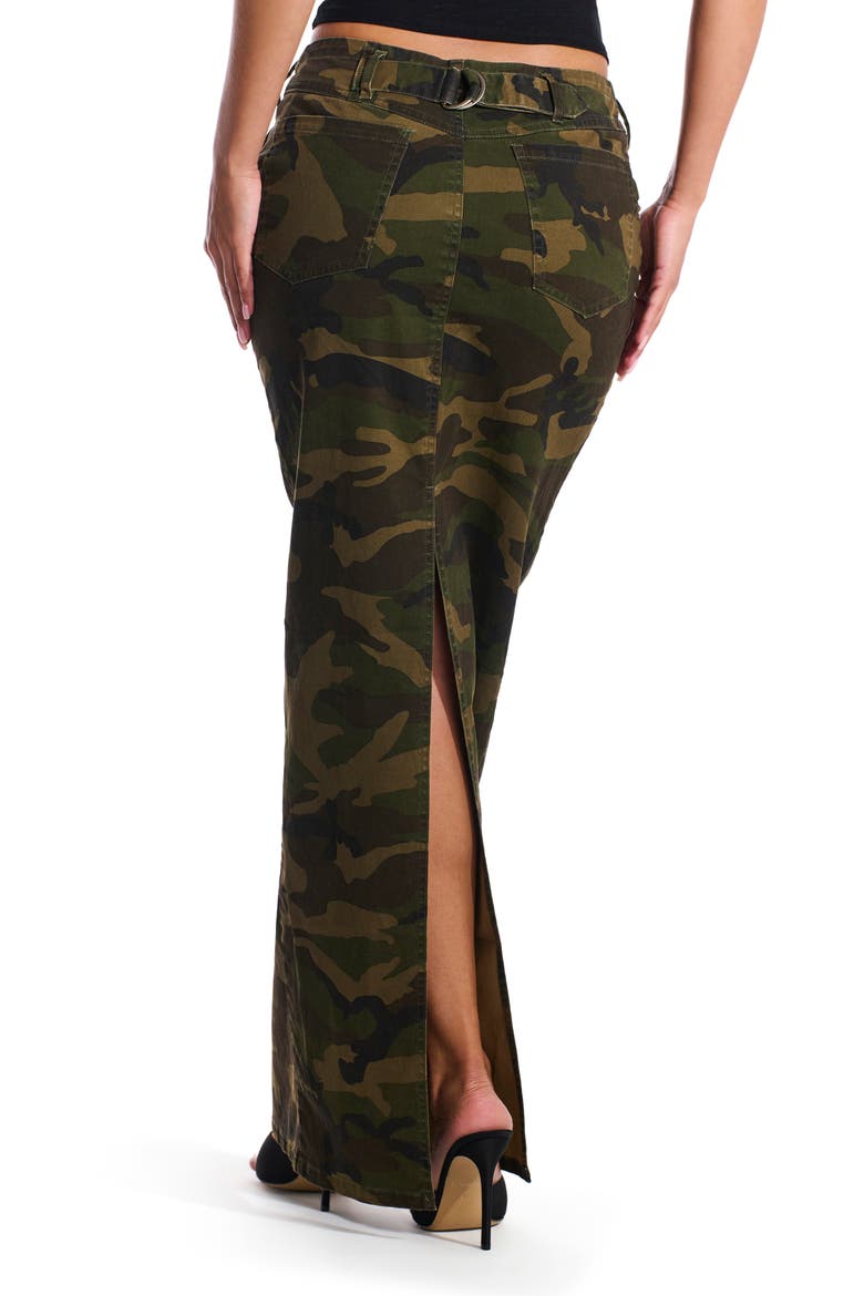 Camo Denim Maxi Skirt, Alternate, color, CAMO