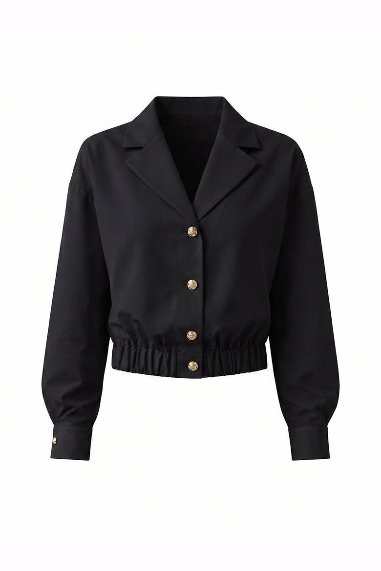 Romina Collar Jacket, Alternate, color, BLACK