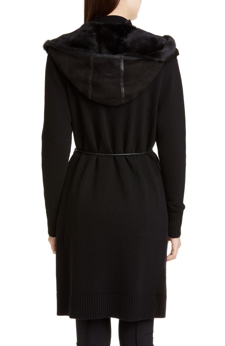 Lafayette 148 New York Wool & Cashmere Cardigan with Genuine Shearling Trim, Alternate, color,