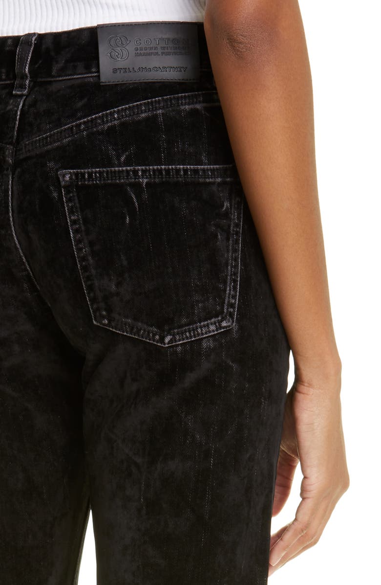 Stella McCartney Velvet Denim High Waist Straight Leg Jeans, Alternate, color,