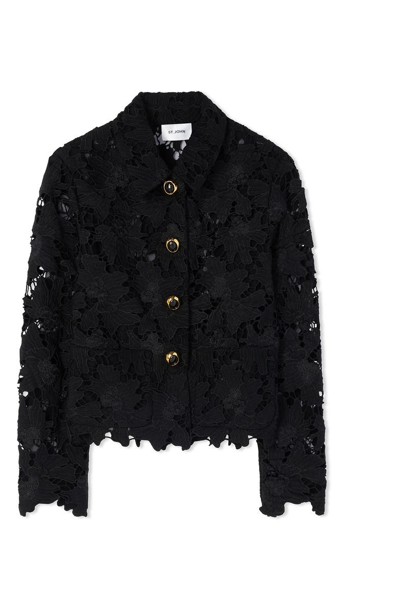 ST. JOHN Floral Guipure Lace Jacket, Alternate, color, 