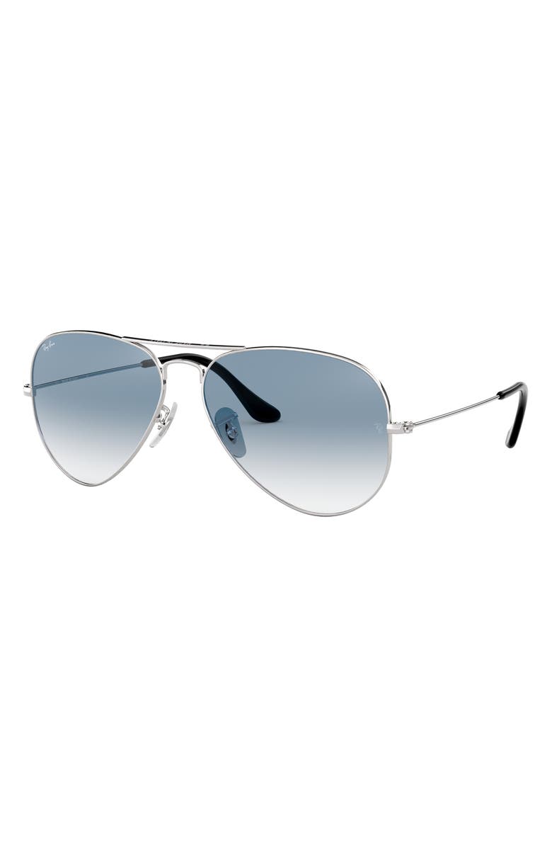Ray-Ban Small Original 55mm Aviator Sunglasses, Alternate, color, Silver Blue