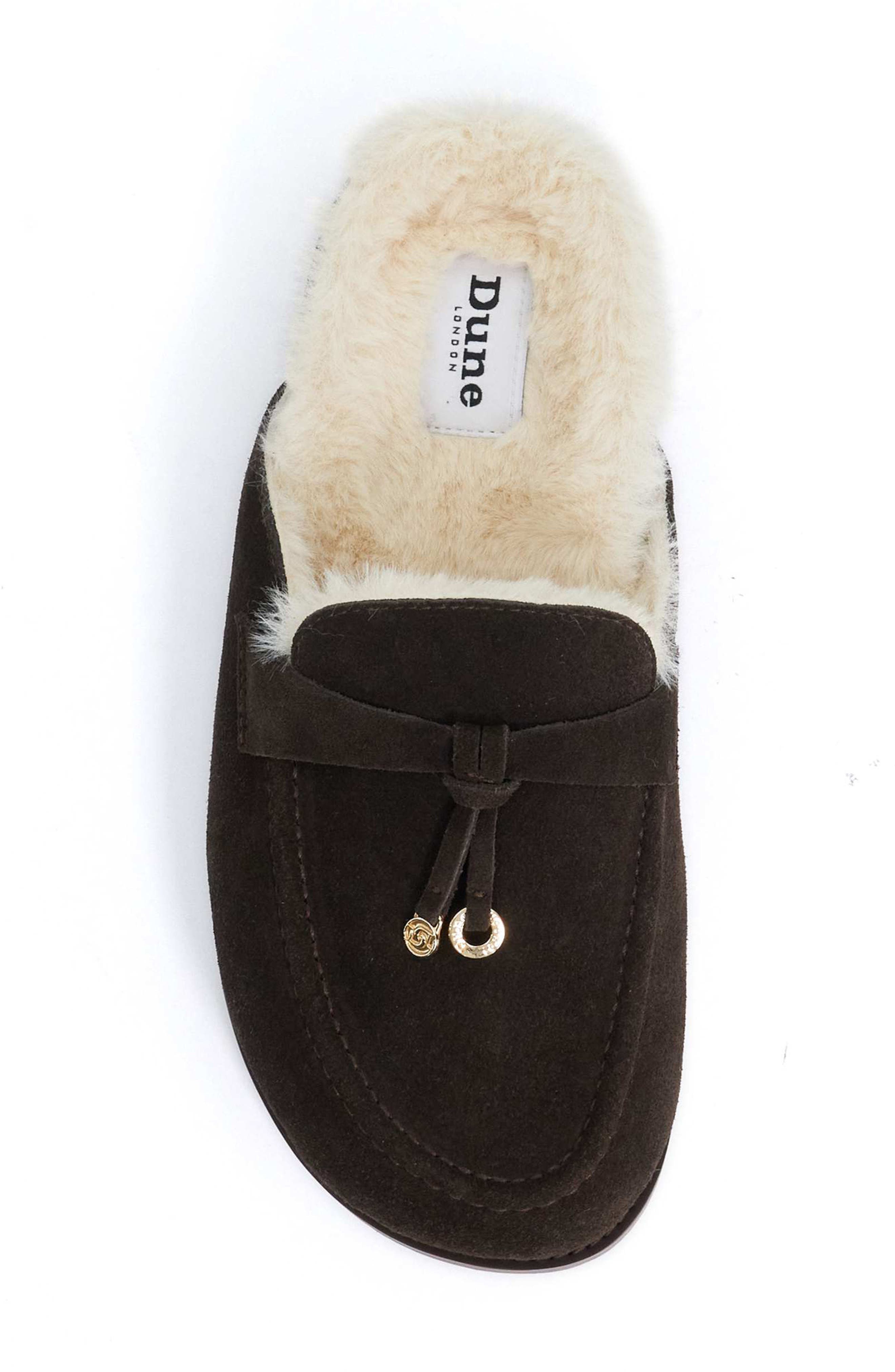 Gravitas Leather Faux Fur Lined Mule, Alternate, color, BROWN