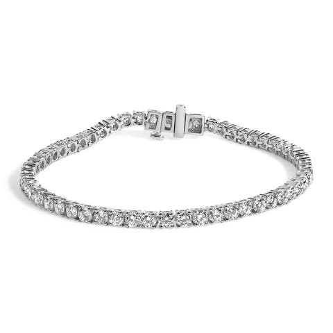 IGI Certified 14K White Gold 6.0 Cttw Lab Grown Diamond Tennis Bracelet