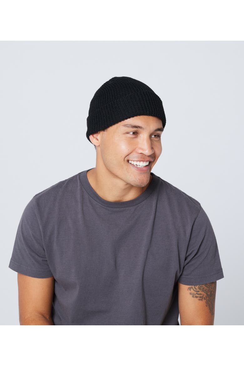 Waffle Knit Beanie, Alternate, color, Black