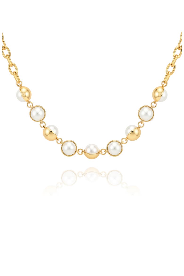Imitation Pearl Orb Collar Necklace, Main, color, GOLD TONE