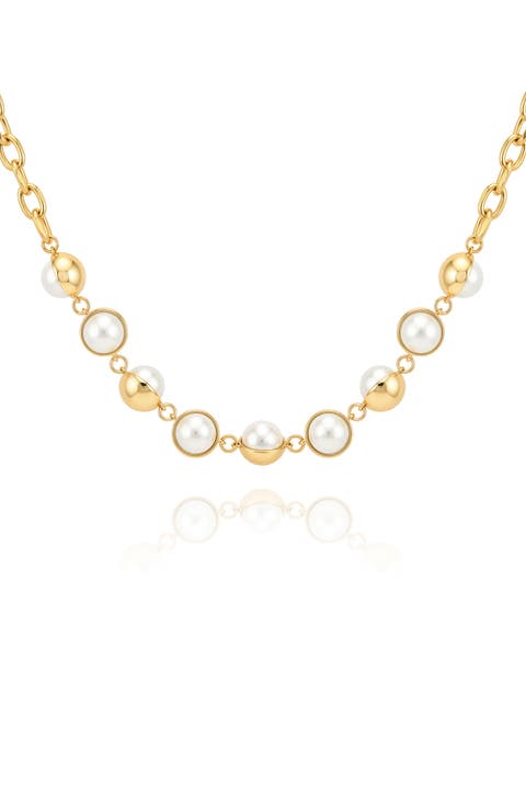Imitation Pearl Orb Collar Necklace