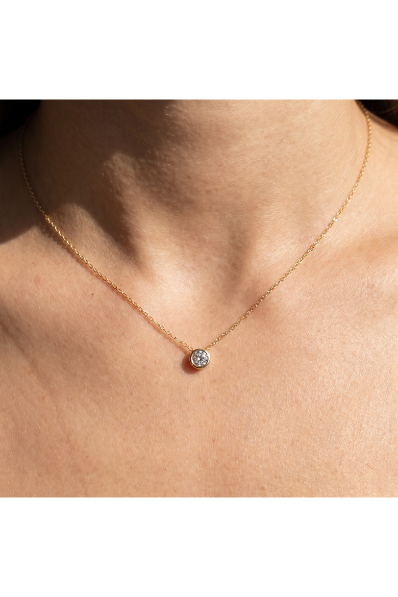 1/2Ct Diamond Bezel Pendant Solitaire Necklace 14k Gold Lab Grown, Alternate, color, 14k Yellow Gold