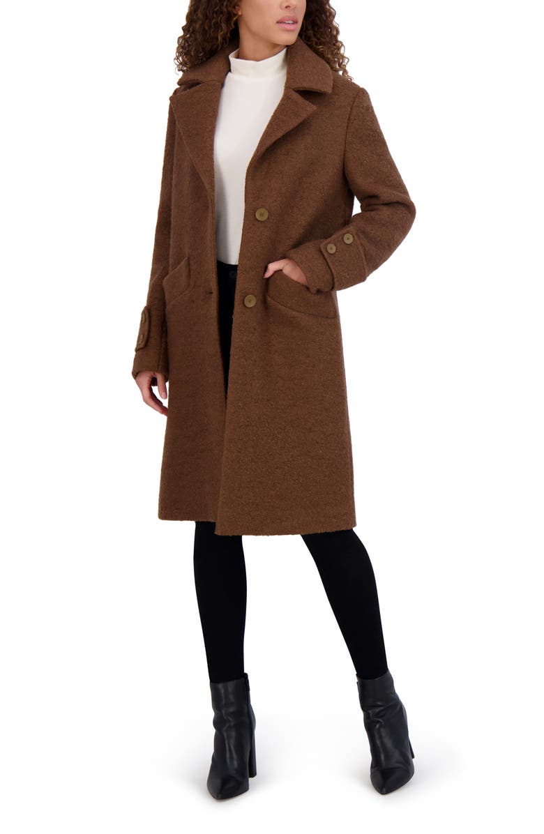 Andrew Marc Regine Pressed Bouclé Wool Blend Coat, Alternate, color, Sepia