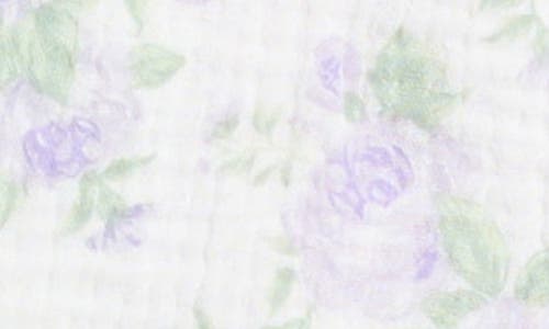 Shop Nicole Miller Four-piece Floral Print Skirted Bodysuit Set In Orchid Hush