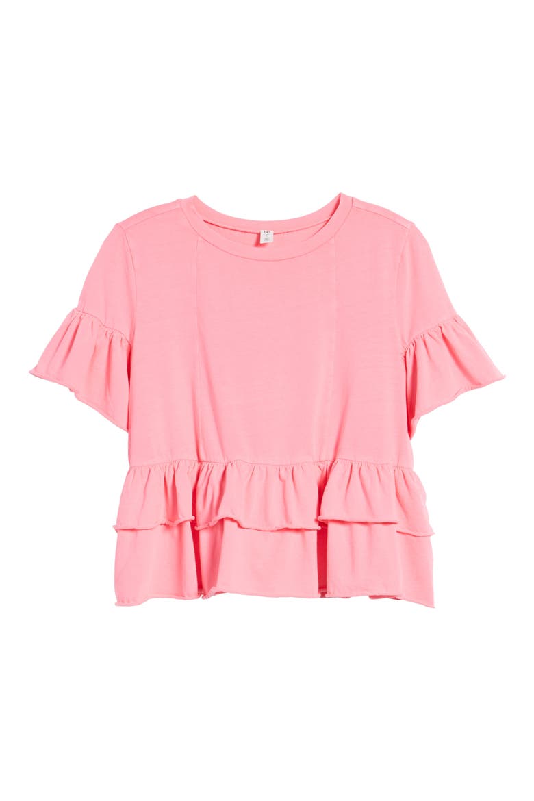 Double Peplum Ruffle Tee, Alternate, color, PINK ZENNA
