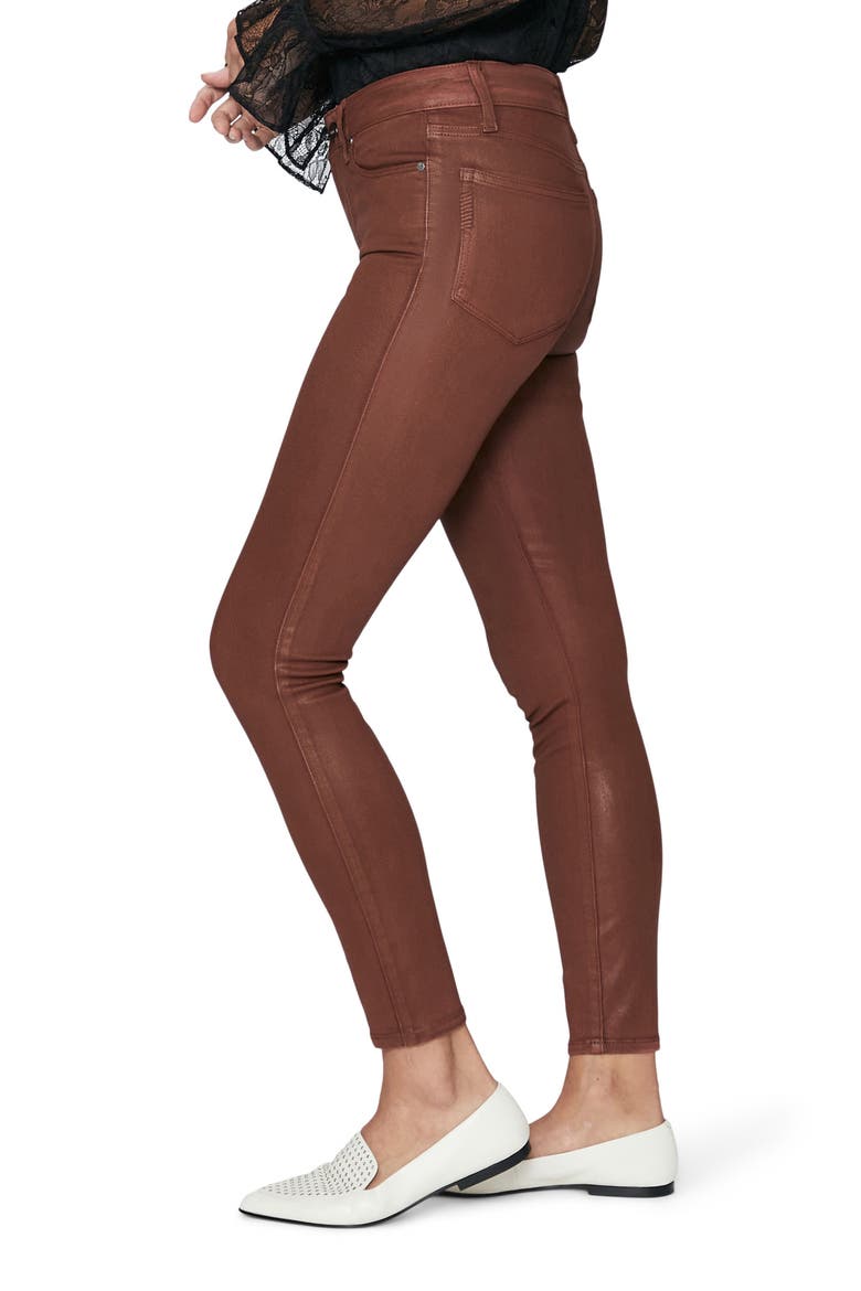 Hoxton Coated High Waist Ankle Skinny Jeans, Alternate, color, BURGUNDY DUST LUXE COATING