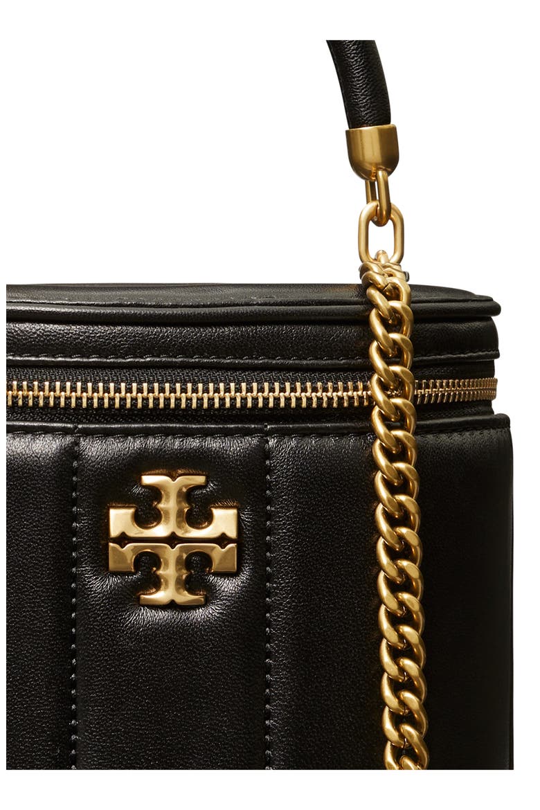 Kira Quilted Leather Vanity Case, Alternate, color, BLACK