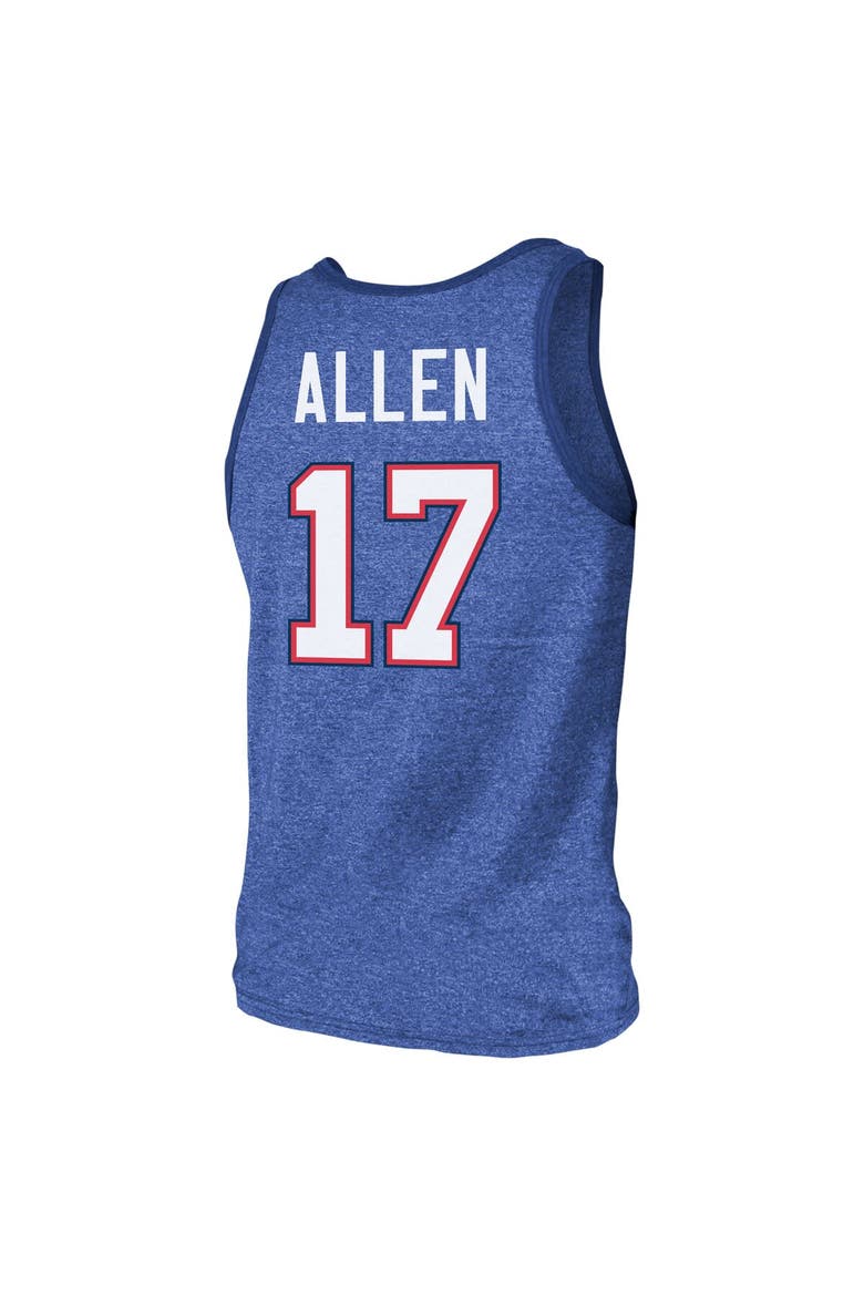 Men's Majestic Threads Josh Allen Royal Buffalo Bills Tri-Blend Player Name & Number Tank Top, Alternate, color, Royal