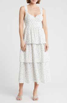 AUGUST SKY Tiered Tie Strap Sundress