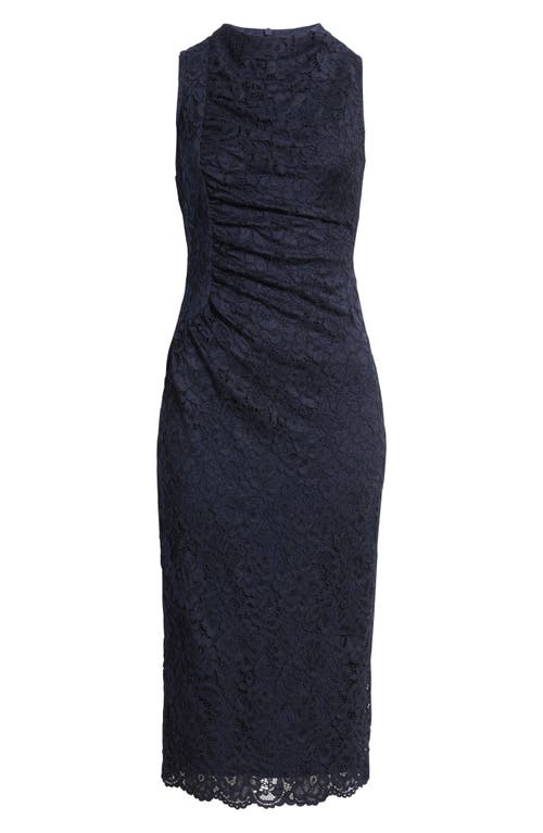 Vince Camuto Lace Sleeveless Sheath Midi Dress In Blue