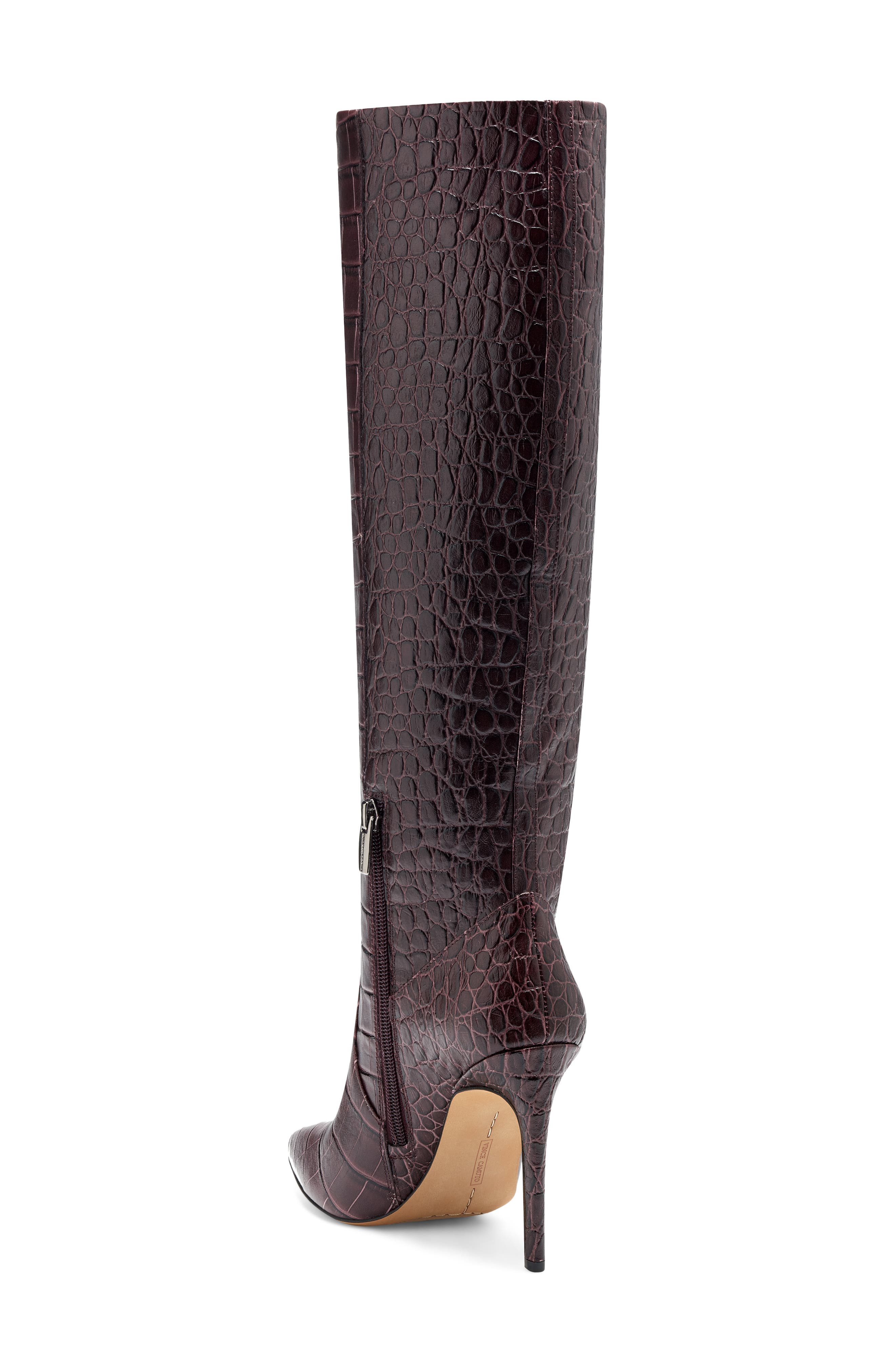 Fendels Knee High Boot, Alternate, color, RED VIOLET CROCO