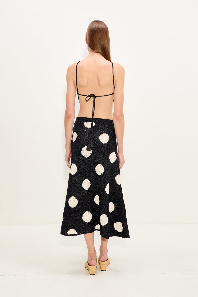 Zorah Crochet Skirt, Alternate, color, Black/Macadamia Polka Dot