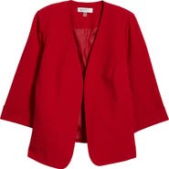 KASPER Cardigan-Style Stretch Crepe Blazer
