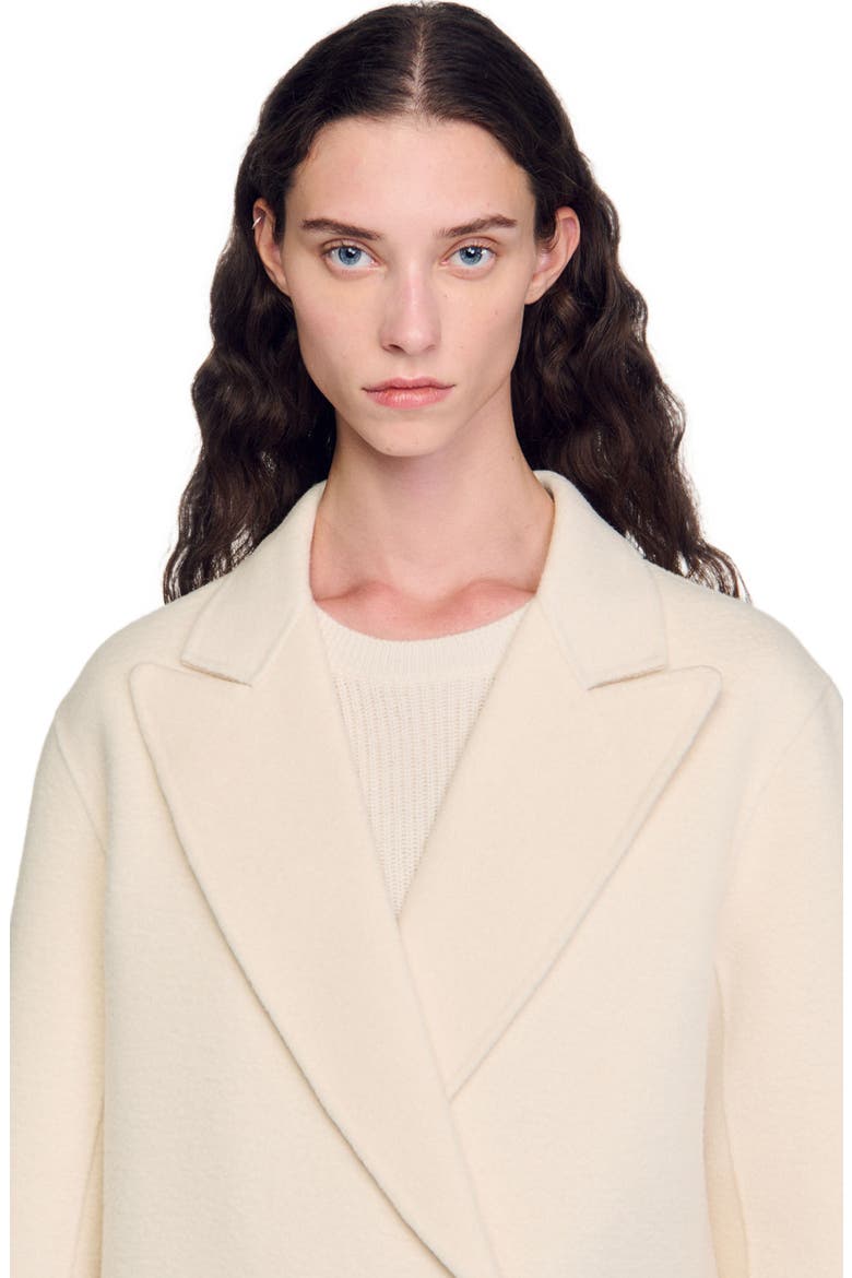 Long wool-blend coat, Alternate, color, Ecru