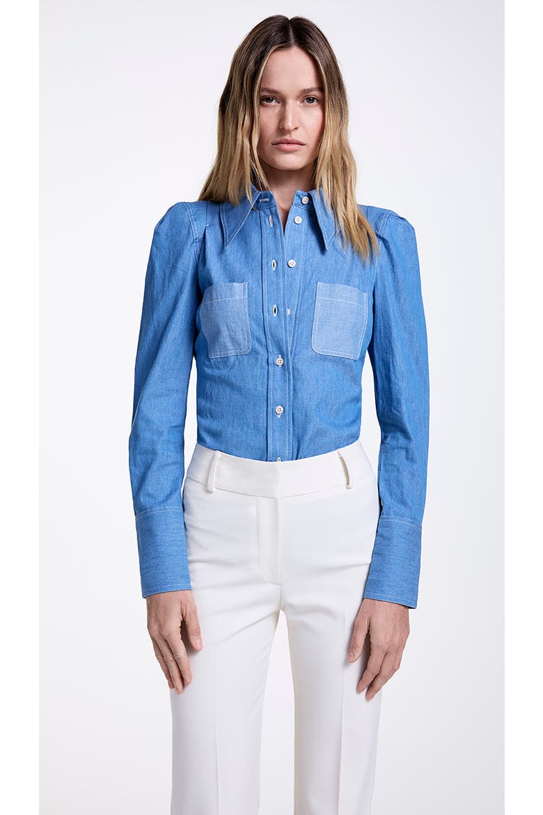 Box Pleat Pocket Denim Shirt, Main, color, Denim