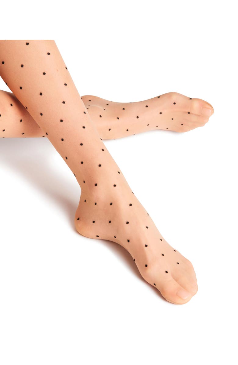 Falke Bicolour Dot 15 Denier Sheer Tights, Alternate, color, Powder