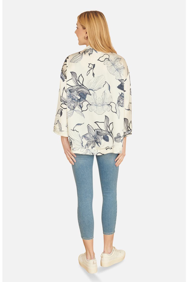 Abstract Floral Print Open Front Top, Alternate, color, Ivory