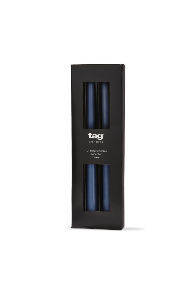 Color Studio Traditional Taper Candles Blue Denim Set of 4, Main, color, Blue