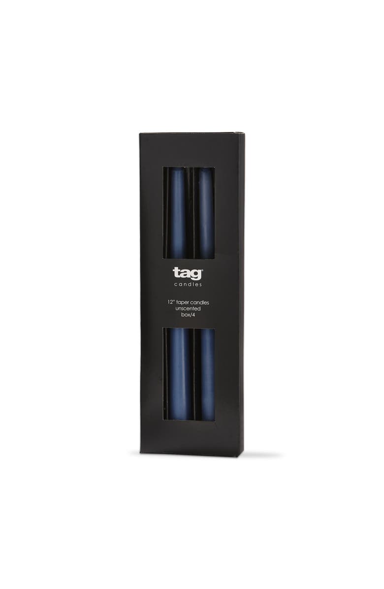 tag Color Studio Traditional Taper Candles Blue Denim Set of 4, Main, color, Blue