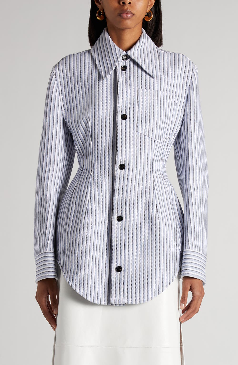 Stripe Cotton Blend Jacket, color, CHALK/ ADMIRAL/ NAVY