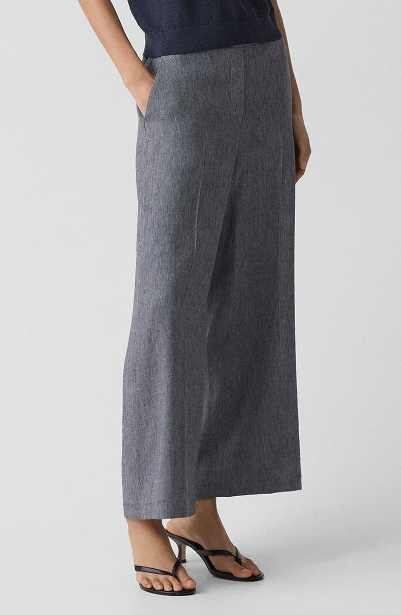 Theory Classic Straight Leg Linen Blend Pants, Alternate, color, Ink Blue