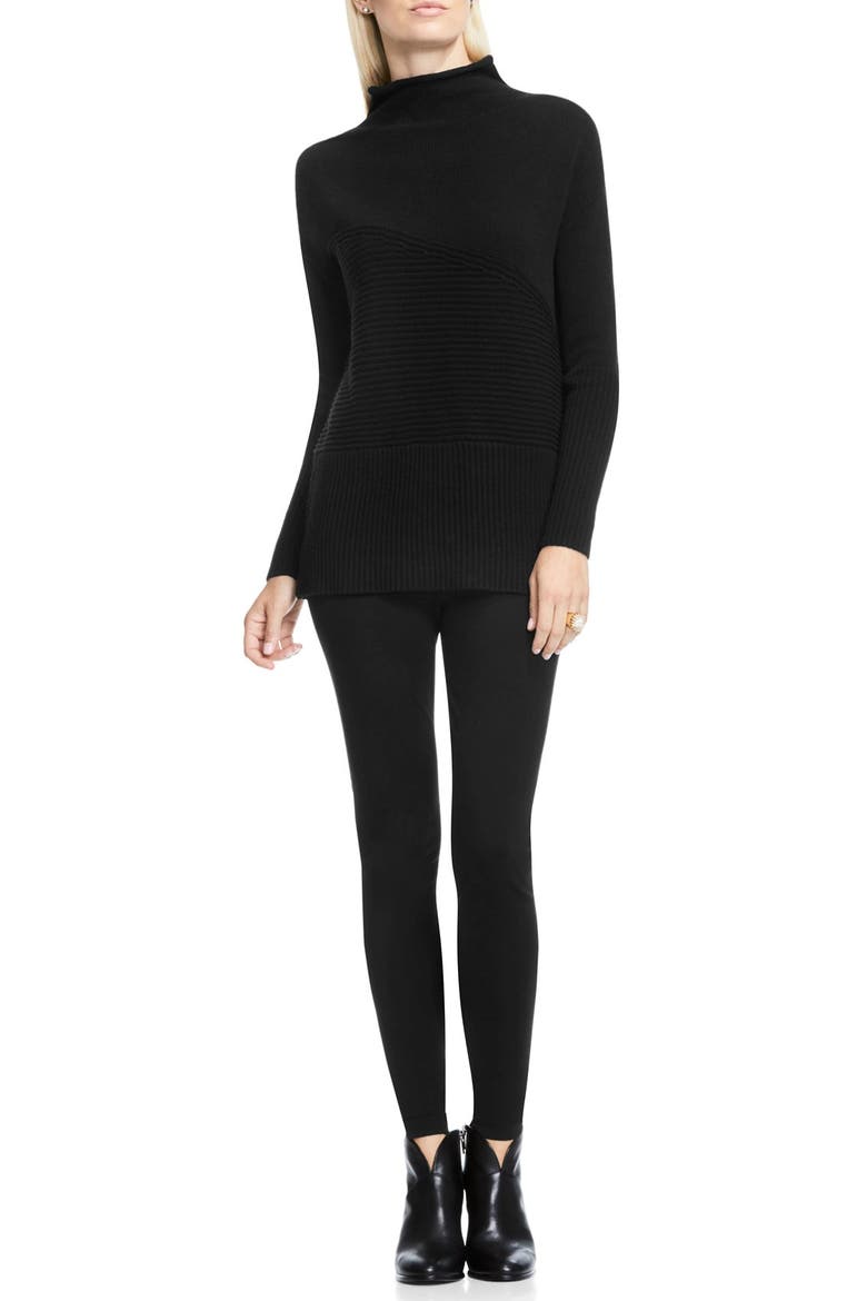 Rib Knit Turtleneck Sweater, Alternate, color, RICH BLACK