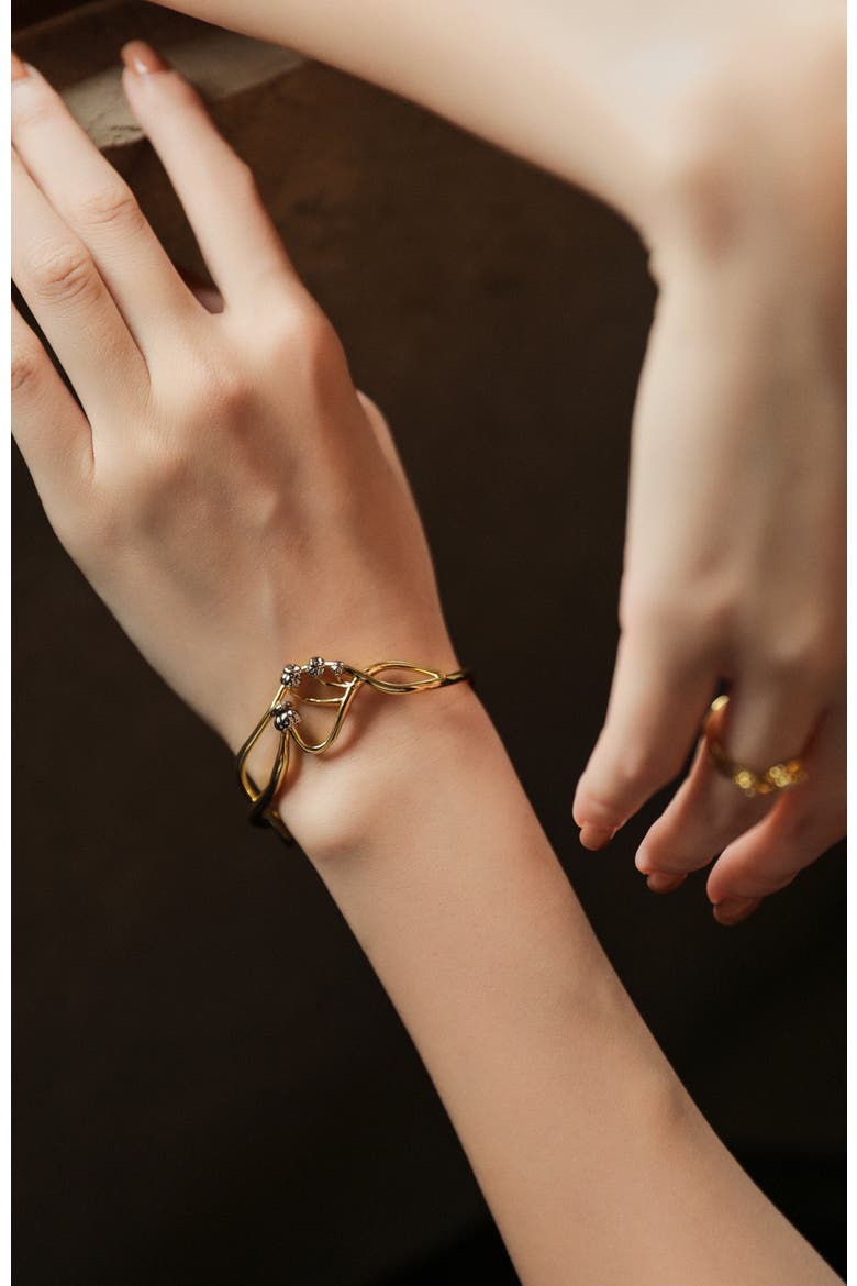 Lily of the Valley Bangle, Alternate, color, Gold & White