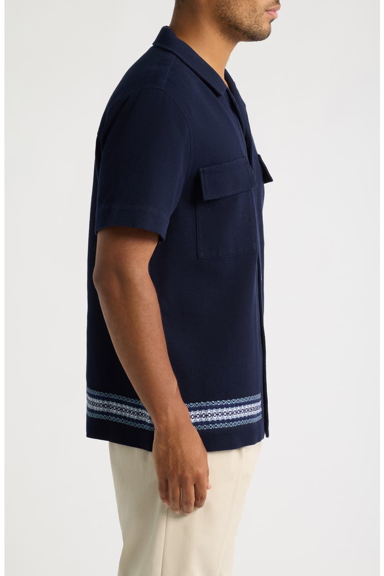 Vireo Embroidered Cotton Piqué Camp Shirt, Alternate, color, NAVY-12