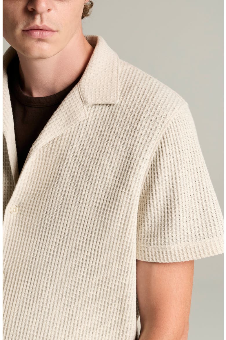 Macro Cotton Blend Waffle Button-Up Shirt, Alternate, color, BLANCO