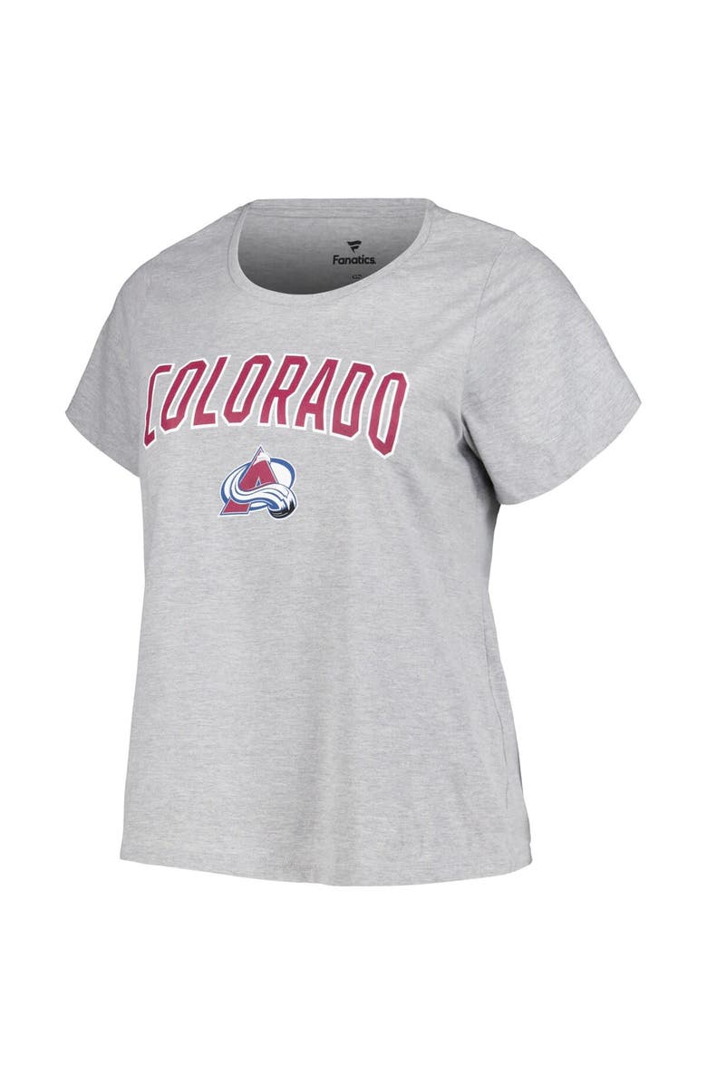 PROFILE Women's Profile Heather Gray Colorado Avalanche Plus Size Arch Over Logo T-Shirt, Alternate, color, Heather Gray