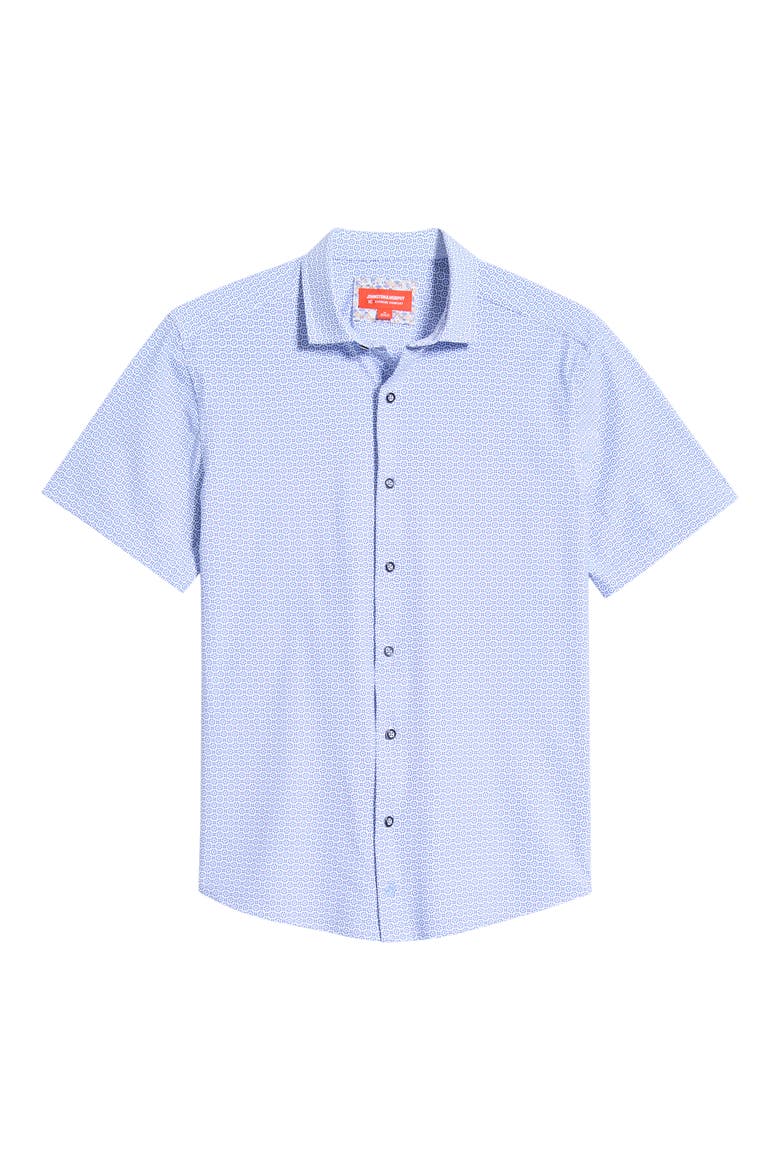 XC+™ Motion Microprint Short Sleeve Performance Knit Button-Up Shirt, Alternate, color, BLUE DOTTED TILE