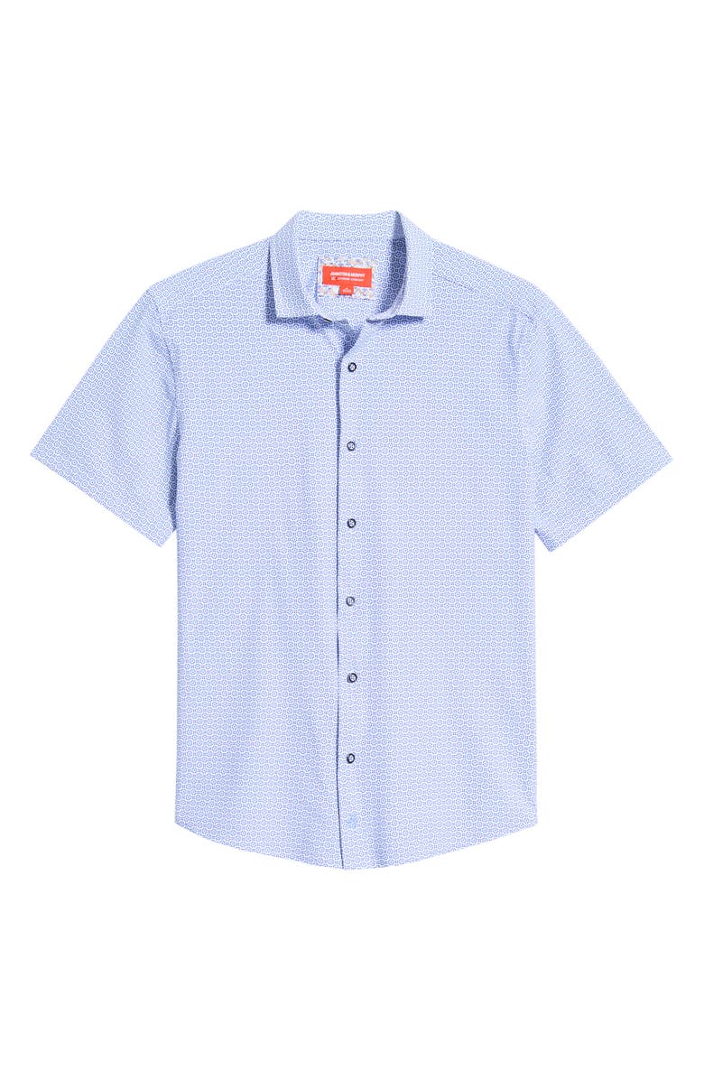 Johnston & Murphy XC+<sup>™</sup> Motion Microprint Short Sleeve Performance Knit Button-Up Shirt, Main, color,