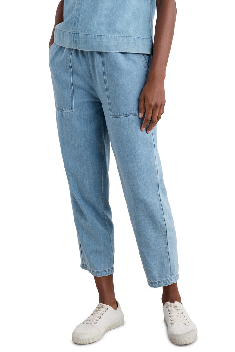 Sholl Drawstring Denim Pants, Main, color, LIGHT WASH