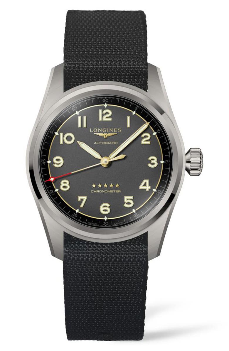 Longines Spirit Titanium Automatic Webbing Strap Watch, 40mm, Main, color,