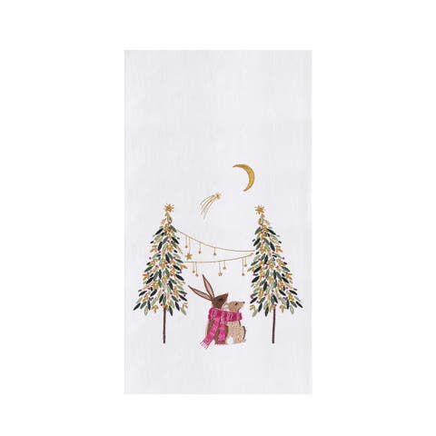 Moonlit Rabbits Bunnies Botanical Towel