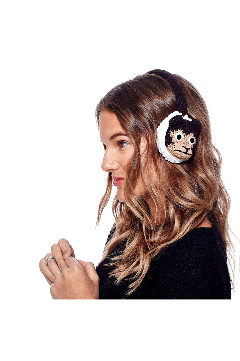 Cheeta Monkey Earmuffs, Alternate, color, White